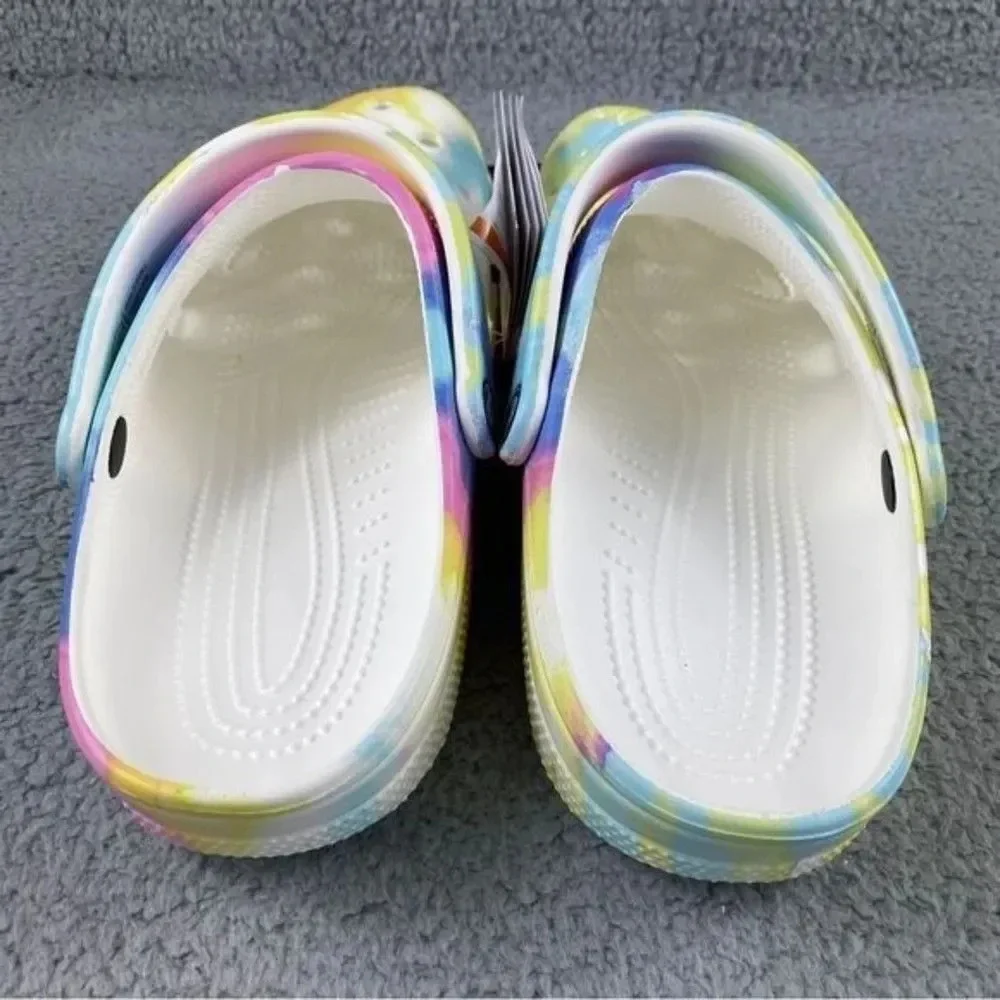 Crocs classic tie-dyed Clogs Graphic Unisex Womens 11 Mens 9‎ White Multi NEW